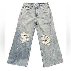 Seven7 Light Blue Distressed Wide Leg Jeans Size 2